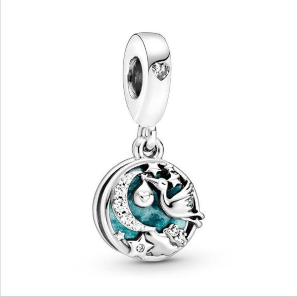 Stork & Twinkling Stars Pendant or Charm