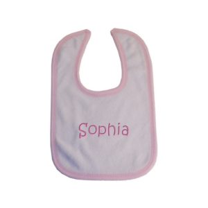 Personalized Pink Trim Terry Cloth Bib