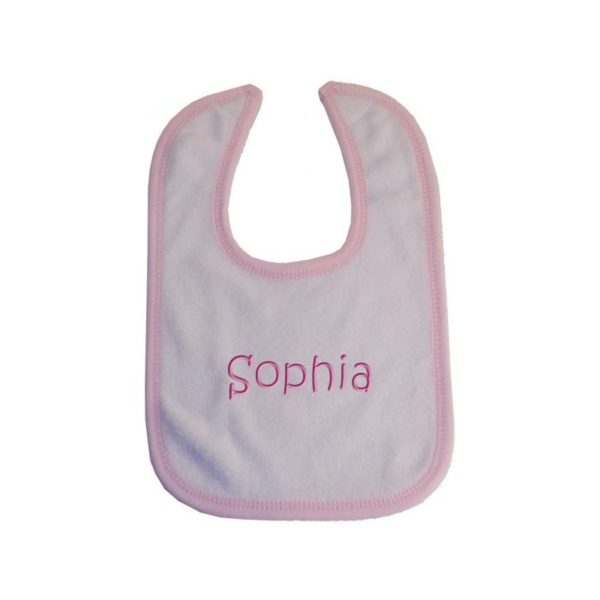 Personalized Pink Trim Terry Cloth Bib