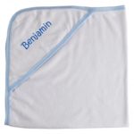 Personalized Embroidered Hooded Terry Cotton Bath Towel Blue Trim