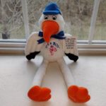 Plush Stork Keepsake Boy Sitting