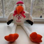 Plush Stork Keepsake Girl Sitting